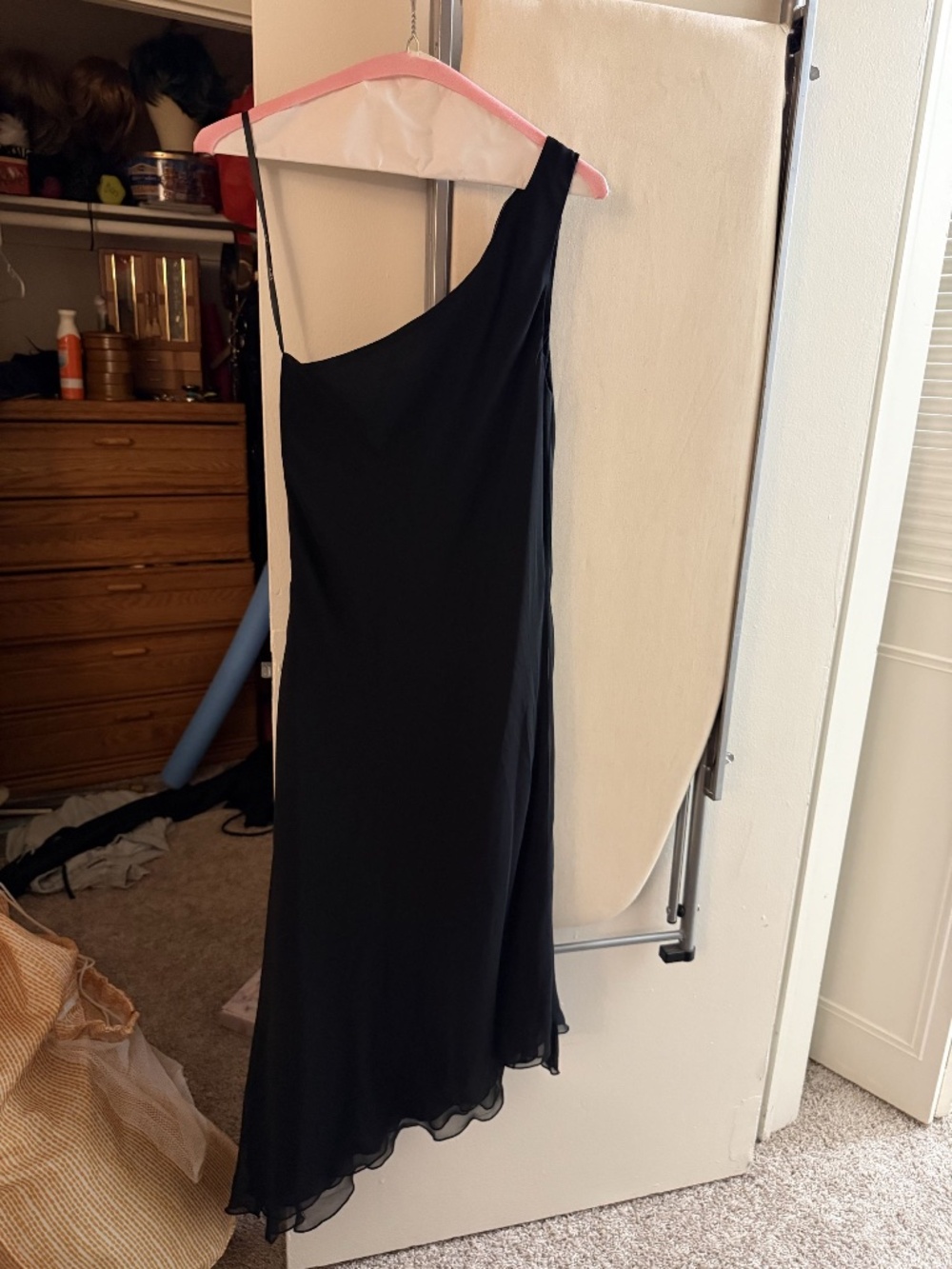 Asymmetrical Black Midi Dress Size 6 ABS Evening by Allen Schwartz